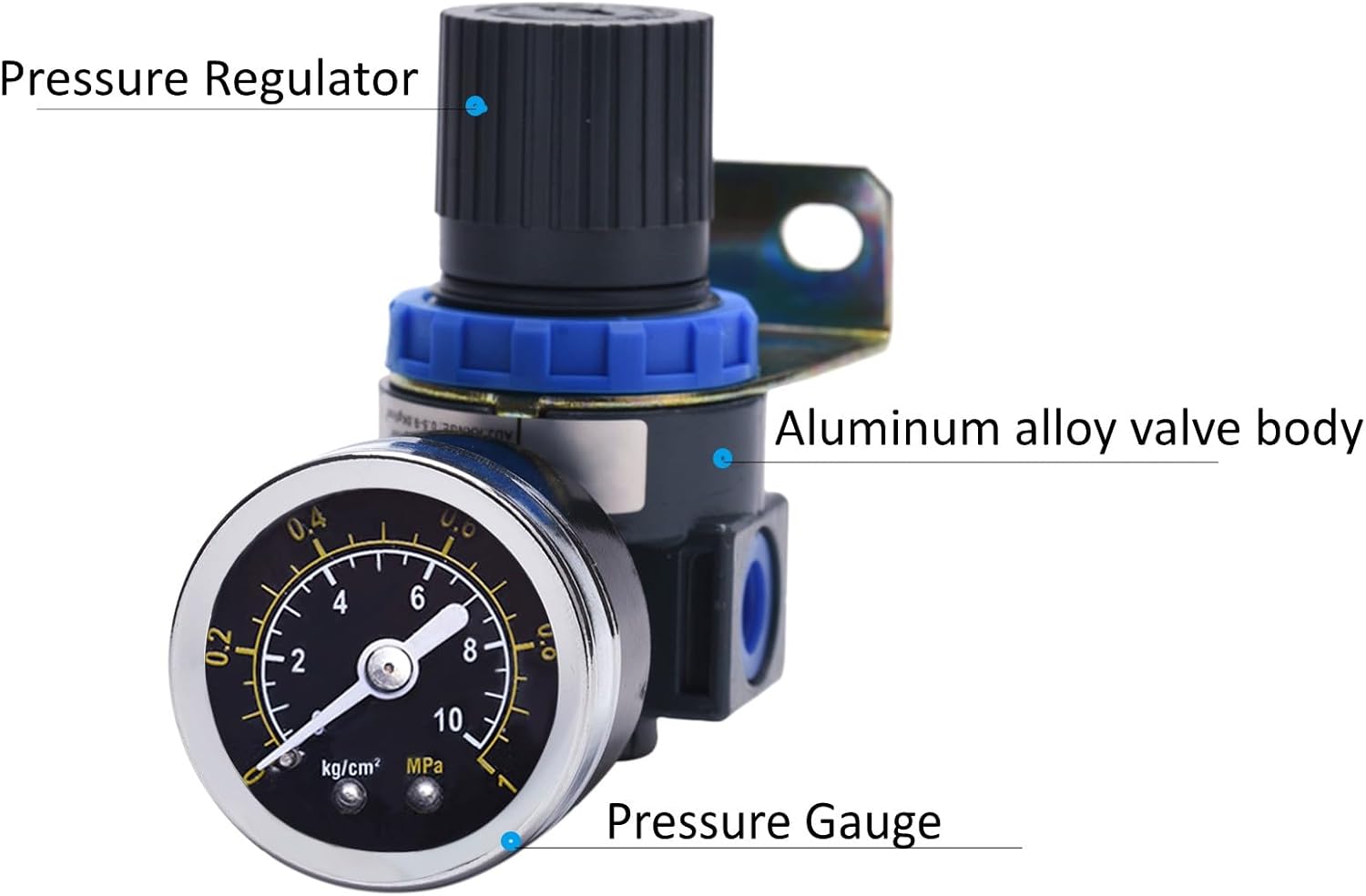 Detalle de ZHONG AN Air Pressure Regulator with Gauge & Bracket for 1/4" NPT Air Compressor Systems