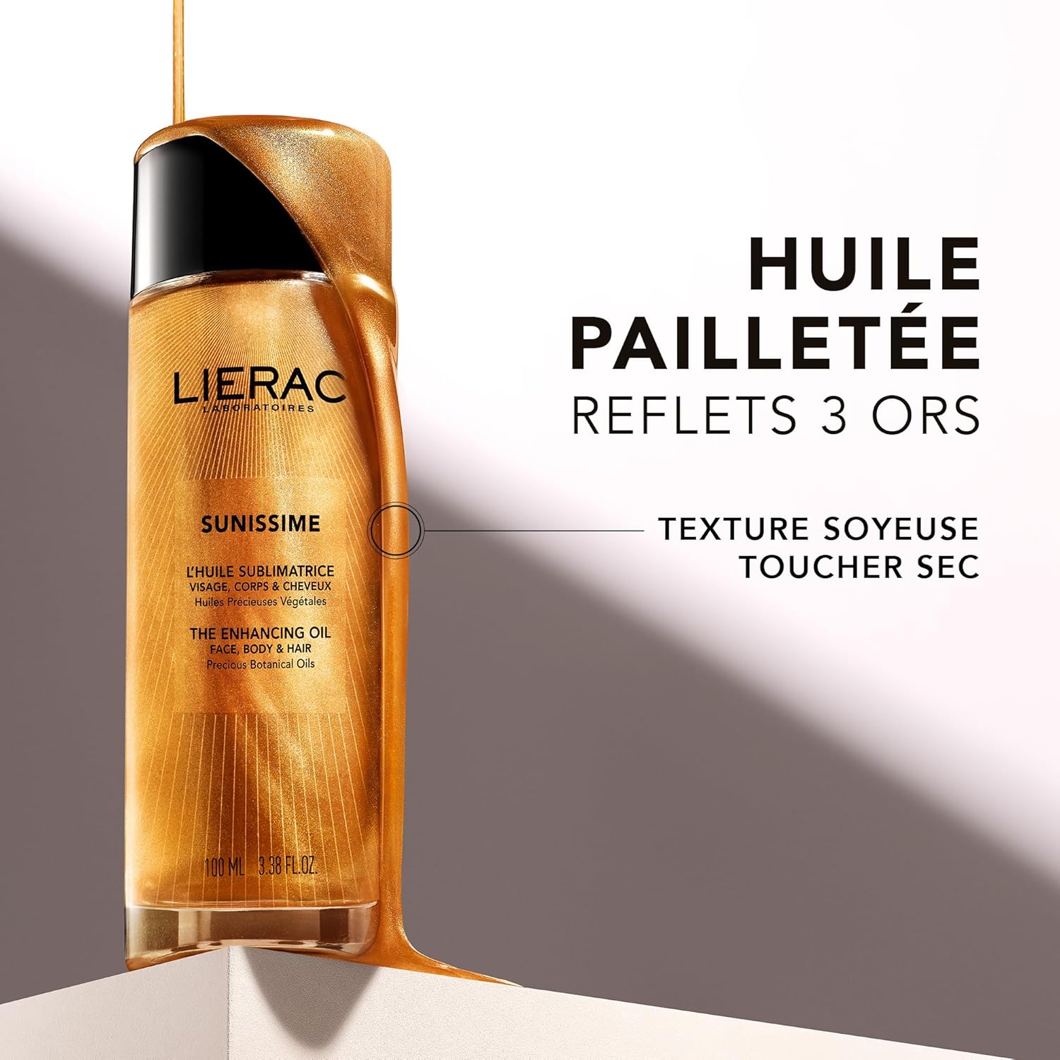 Detalle de Lierac Huile Pailletée Sublimatrice 100 ml — Sublimez visage, corps et cheveux