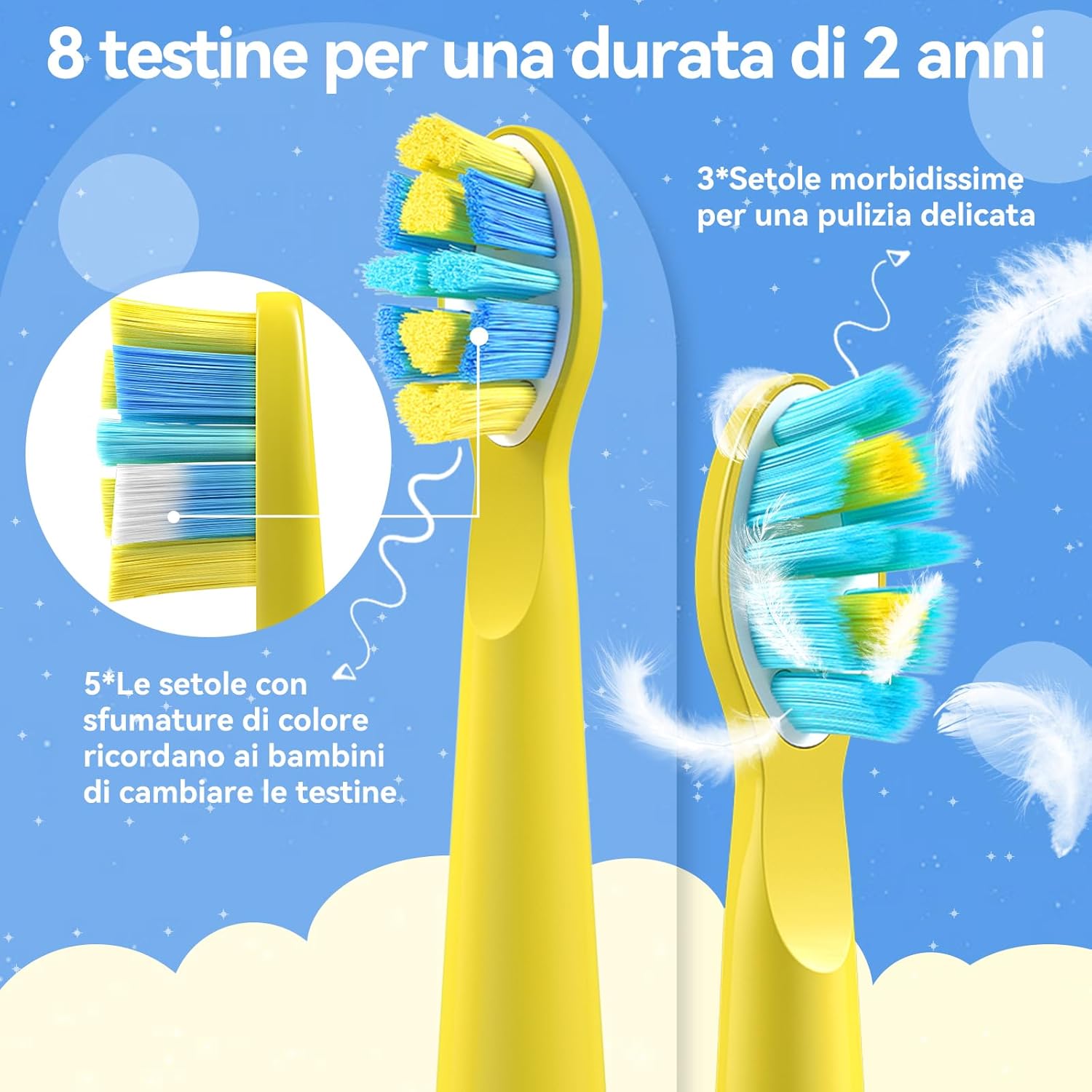 Thumbnail 1 de Seago spazzolino elettrico bambini 6-12 anni SG-2303 con timer da 2 minuti e 8 testine