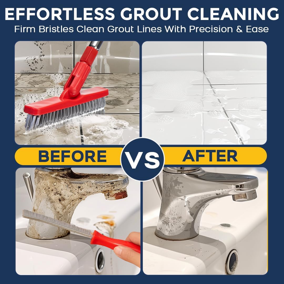 Thumbnail 5 de Foxtrot Living Grout Brush with Long Handle & Hard Bristle Crevice Cleaning Brush