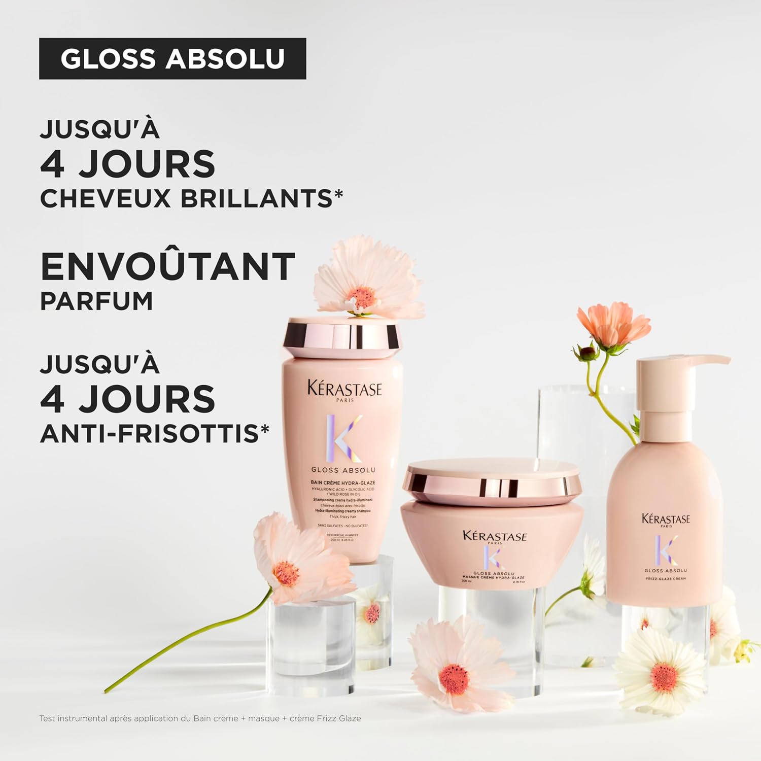 Detalle de KÉRASTASE Gloss Absolu - Bain Hydra-Glaze : Shampoing Crème Hydratant pour Cheveux Épais sujets aux Frisottis