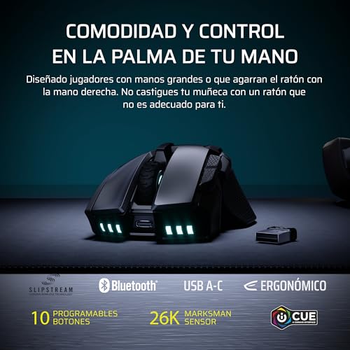 Thumbnail 1 de Corsair IRONCLAW Wireless SE (2026) ratón gaming inalámbrico para manos grandes, sensor 26.000 PPP y 10 botones programables