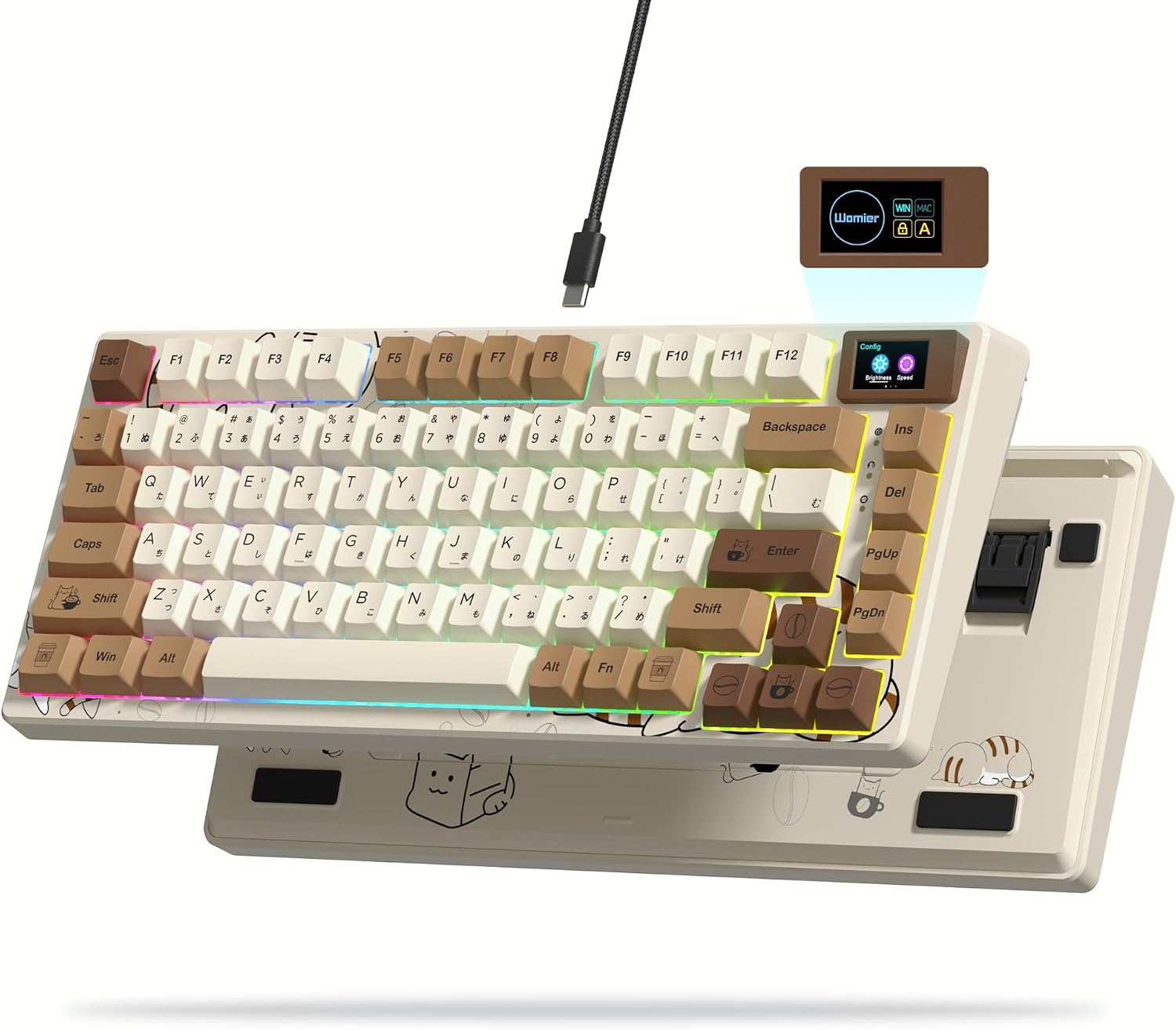 Detalle de Womier SK80 Retro 75% Mechanical Gaming Keyboard with Color Display