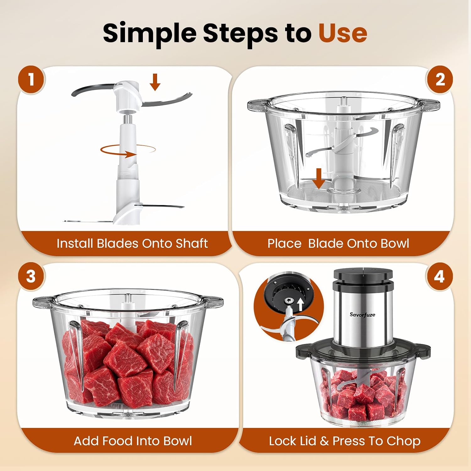 Detalle 2 de Savorfuze Food Processor with 8-Cup Bowls
