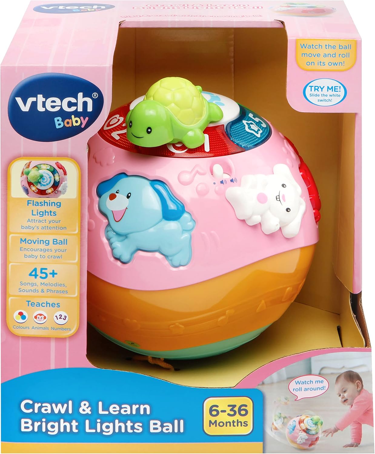 Thumbnail 1 de VTech Crawl & Learn Baby Activity Ball – Musical Toy with Lights (Pink, 6 Months+)
