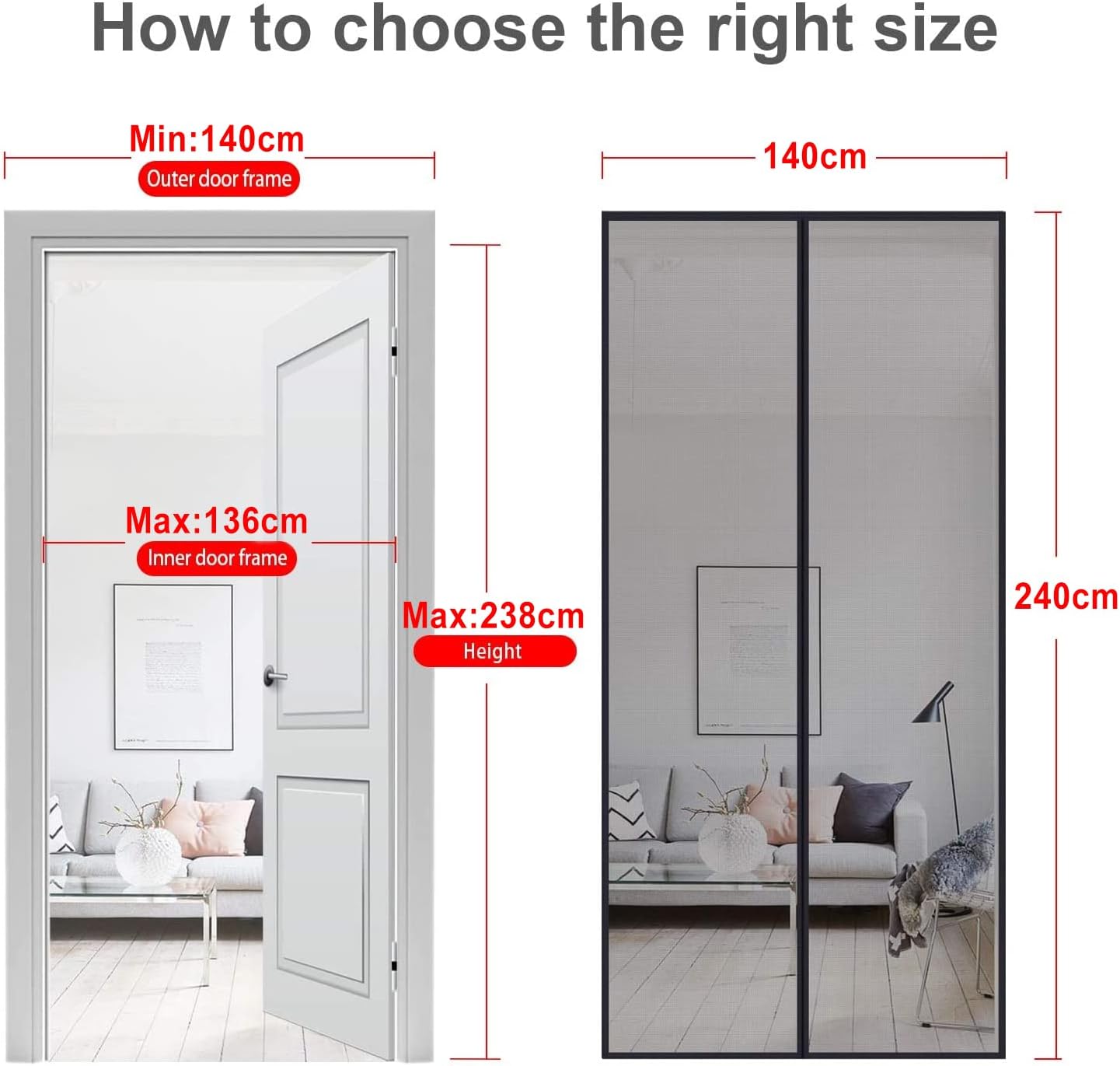 Thumbnail 2 de MYCARBON Zanzariera Magnetica 140x240cm: Zanzariera Porta Finestra a Calamita, traspirante e resistente