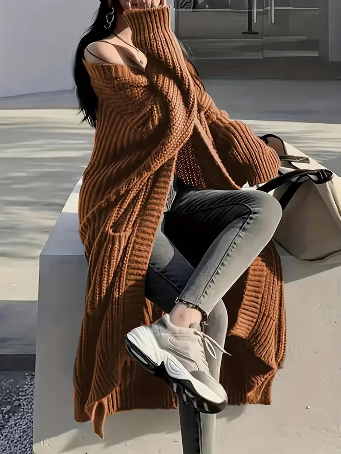 Thumbnail 3 de Gutpoint Womens Long Cardigan Open Front Oversized Duster