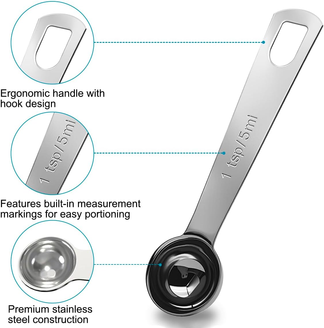 Thumbnail 2 de Stainless Steel Measuring Spoons, 5 ml