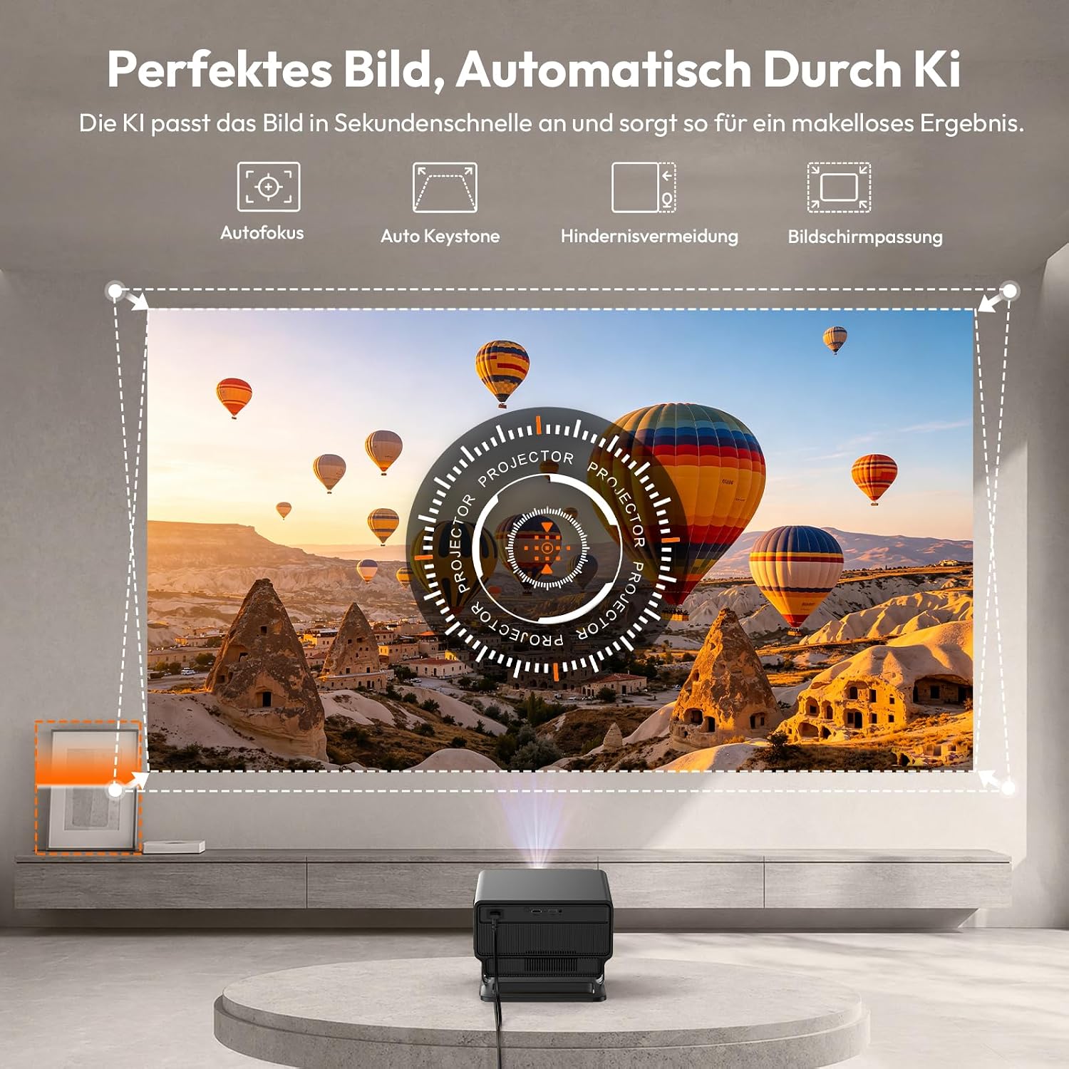 Detalle de Xgody A8 Beamer 4K Heimkino – Native Full HD 1080p, 1200 ANSI Lumen, Autofokus und 6D Trapezkorrektur