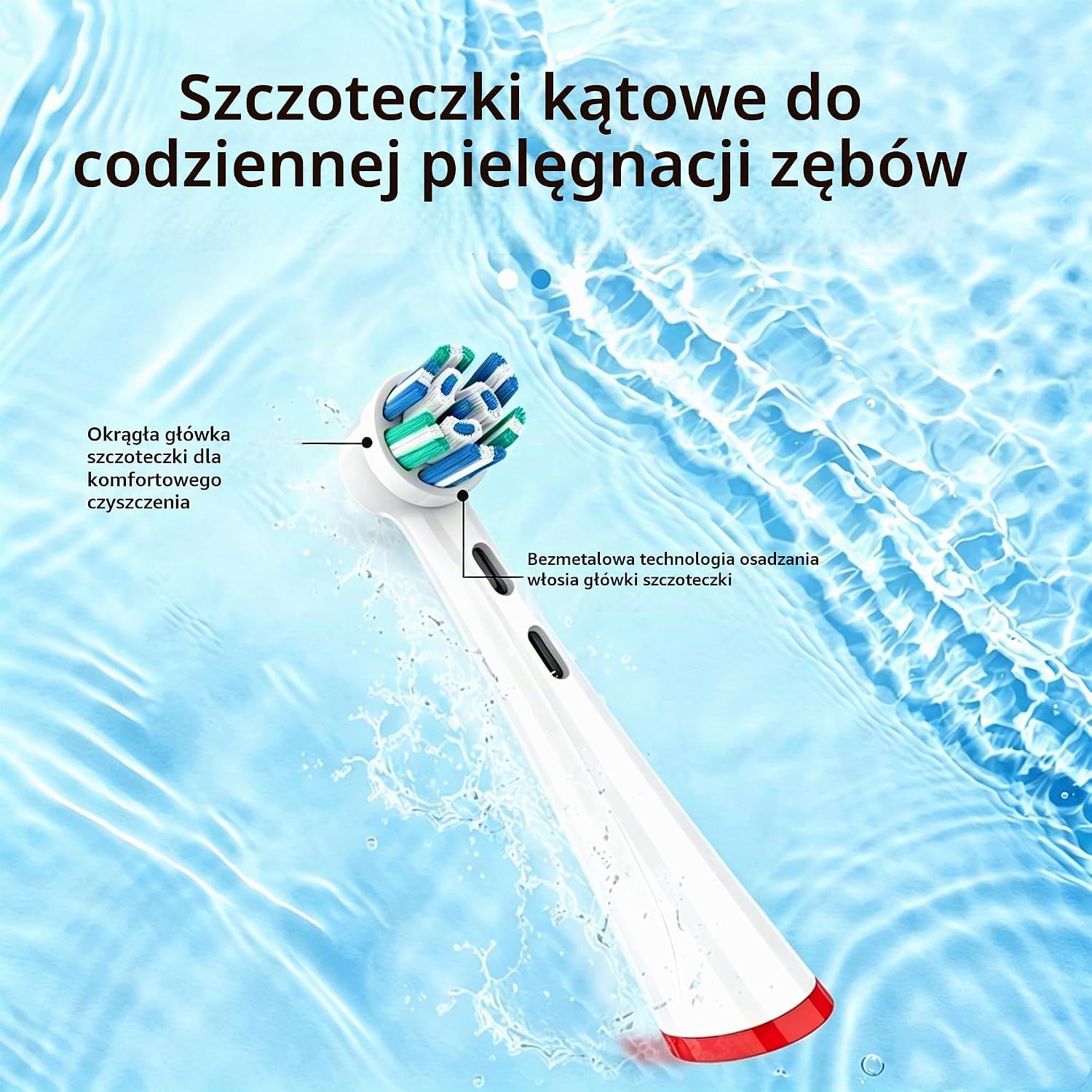 Detalle de SLOWLEIF CW70-i – końcówki do szczoteczki iO, nylonowe włosie i wskaźnik zużycia