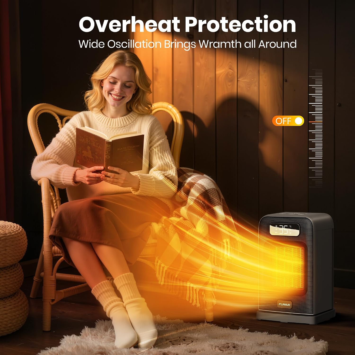 Thumbnail 5 de FLANUR 1500W portable ceramic heater with thermostat