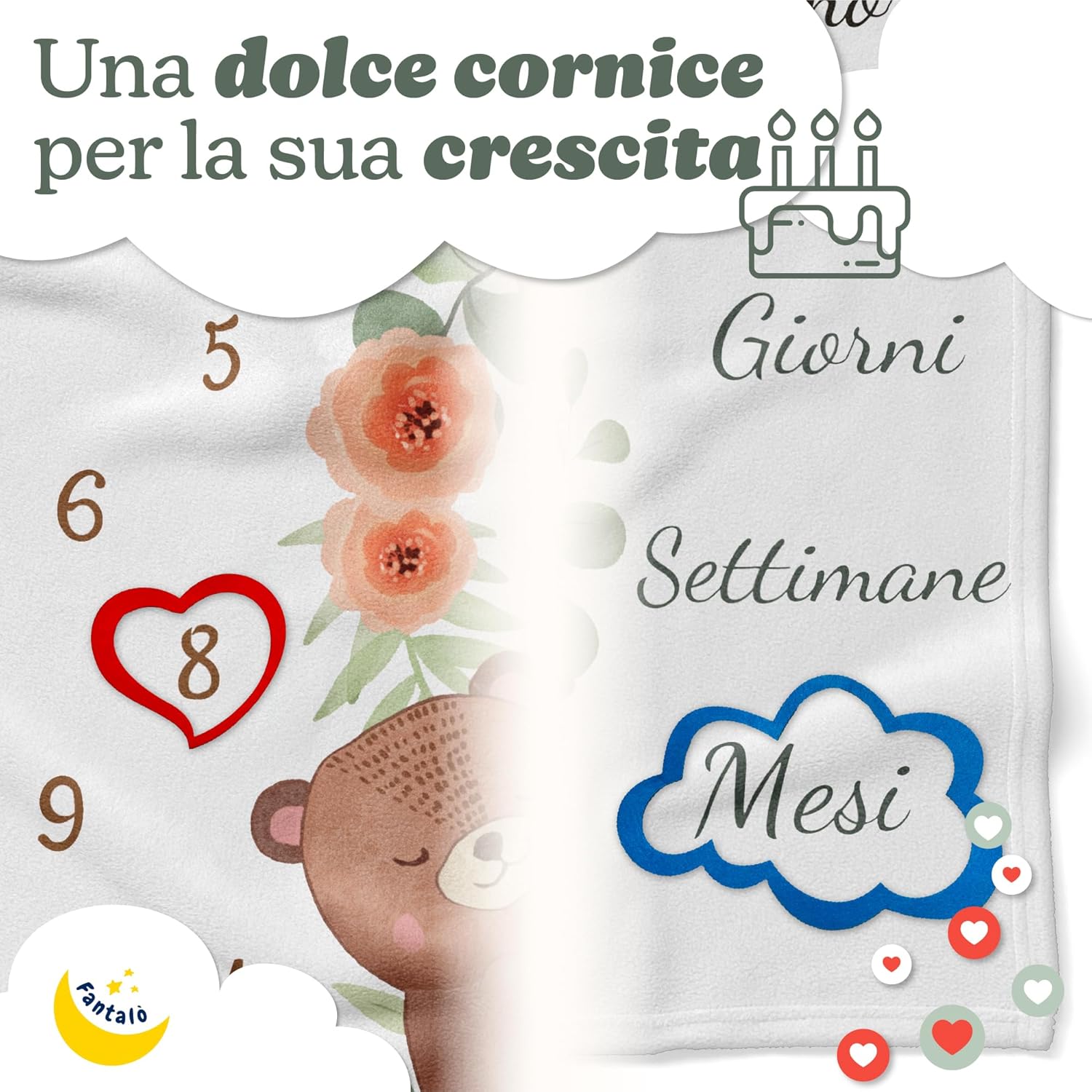 Thumbnail 3 de Fantalò Coperta Mesi Neonato per Foto – Orsacchiotto o Volpacchiotto, Idea Regalo Neonato
