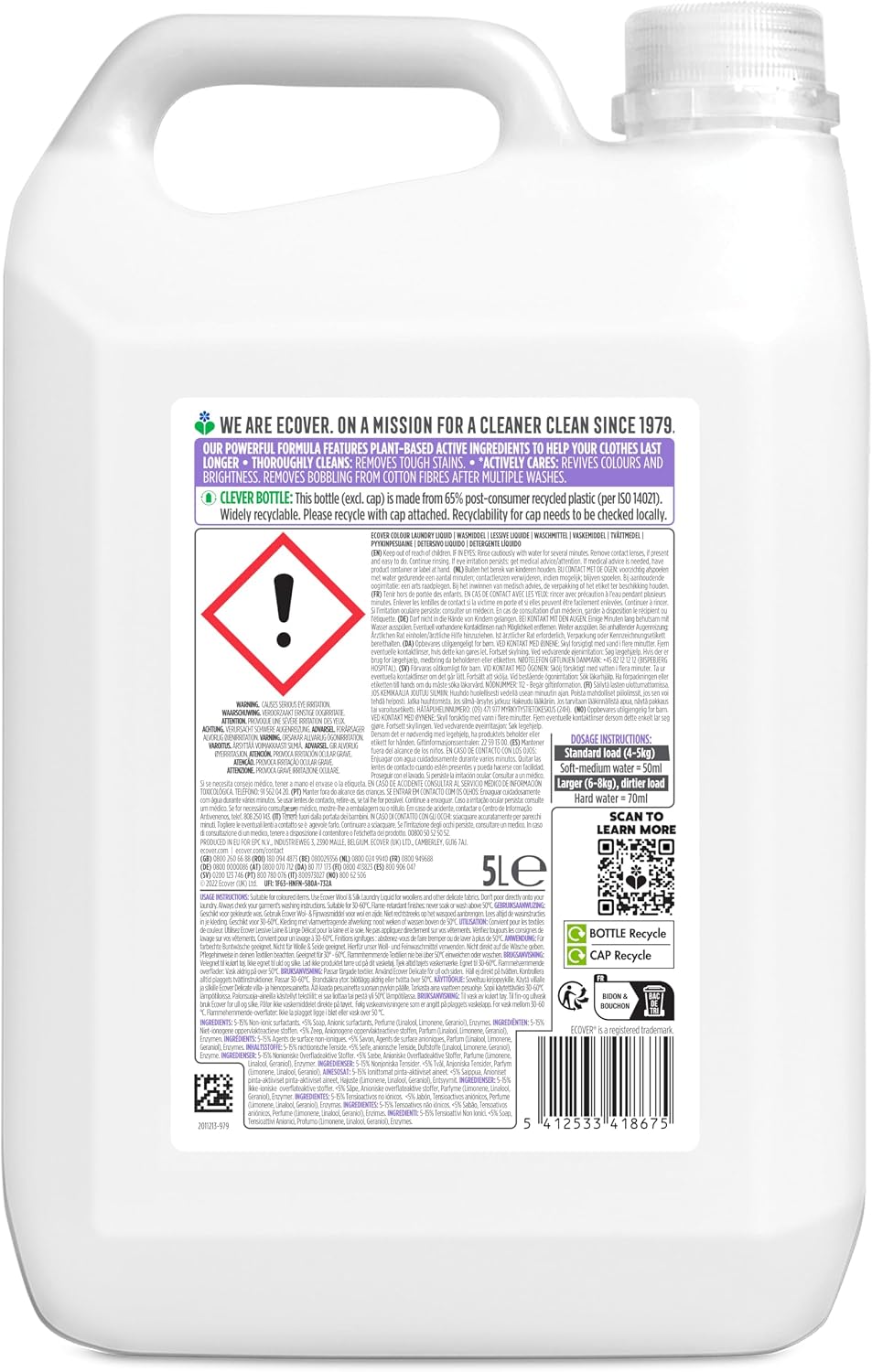 Detalle 2 de Ecover Waschmittel Color 5 l Nachfüllpack