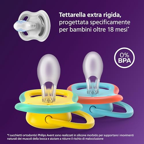 Detalle de Philips Avent Ultra Air Day & Night Ciuccio 18m+ – Design ortodontico, confezione 4 (SCF349/56)