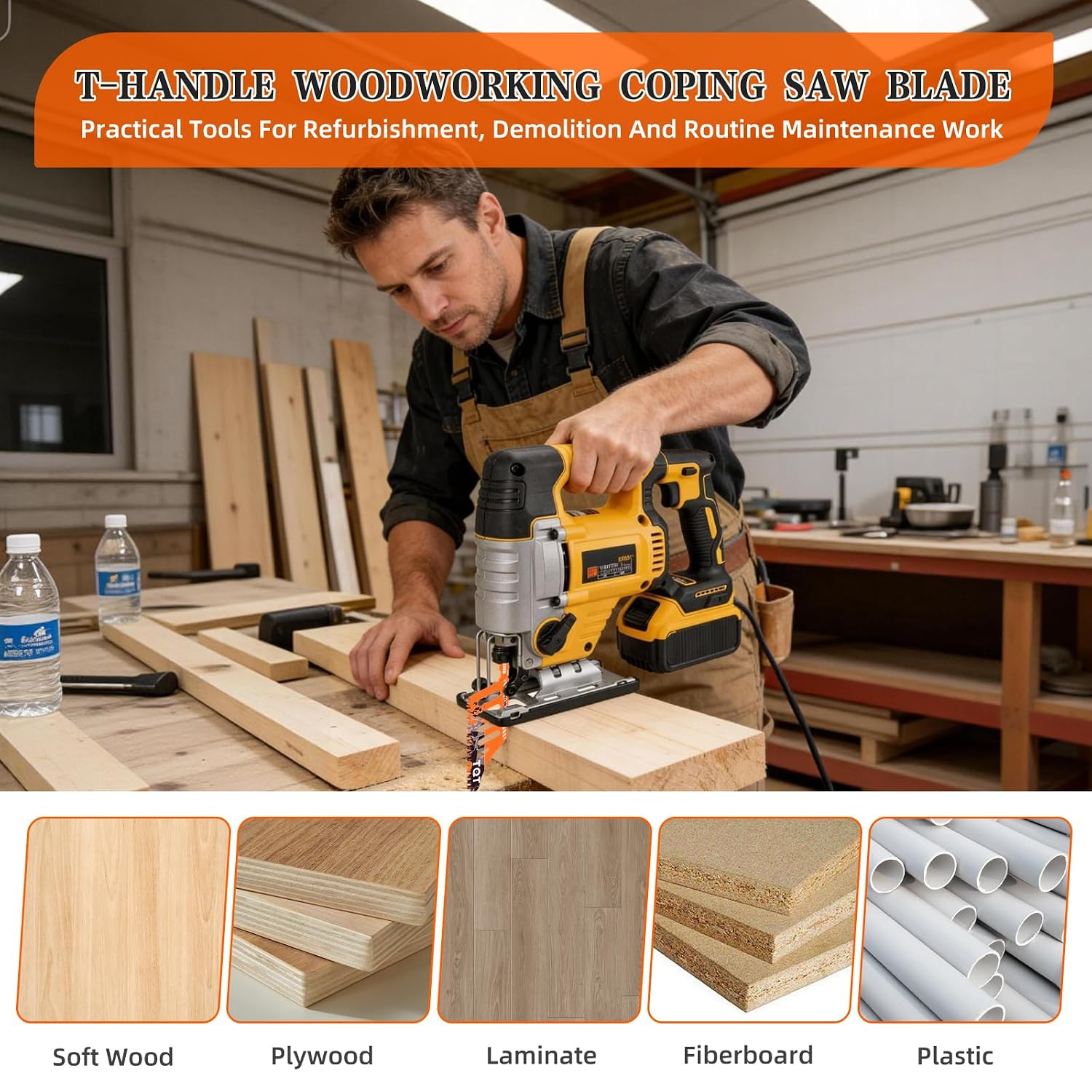 Detalle 2 de INQUIRLLY T-schacht-decoupeerzaagbladen, 12 stuks voor hout, SK5-staal