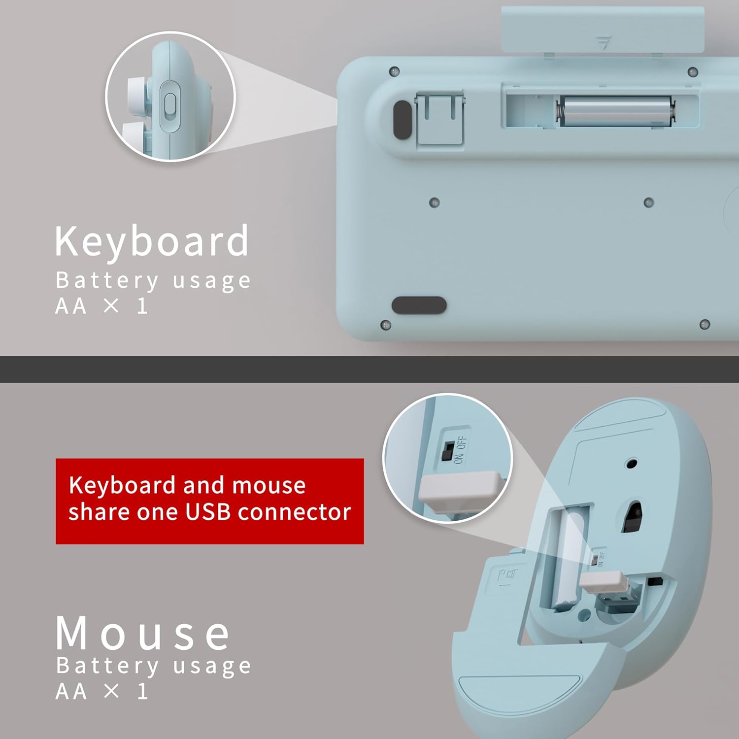 Thumbnail 5 de UBOTIE Colorful Wireless Keyboard Mouse Combo 2.4GHz 🖱