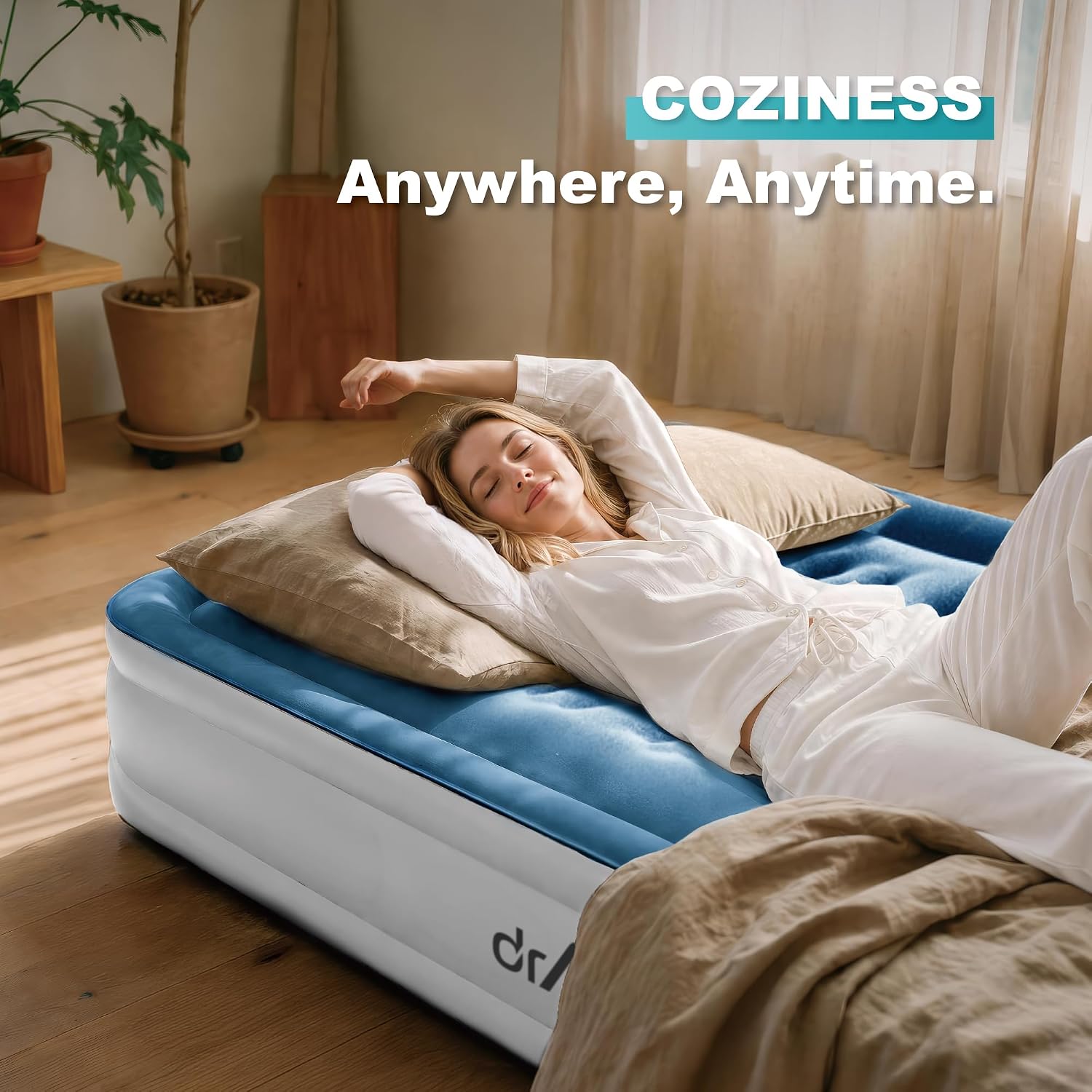 Detalle de Dr. Air DAC-OWT Twin Air Mattress with Built-In Pump, 18-Inch Raised