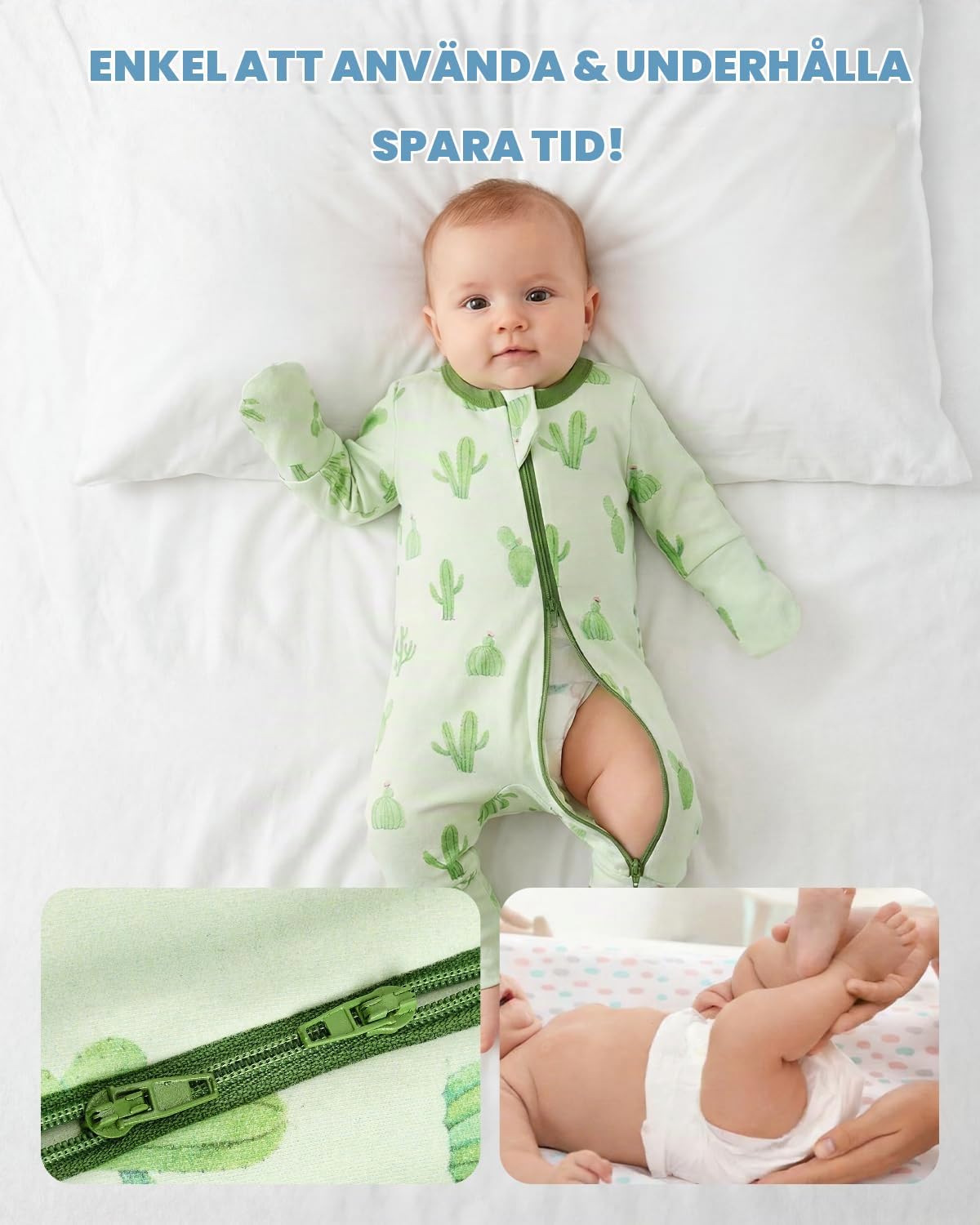 Detalle 2 de JiAmy baby-pyjamas, 2-pack i bomull med lång ärm och fötter