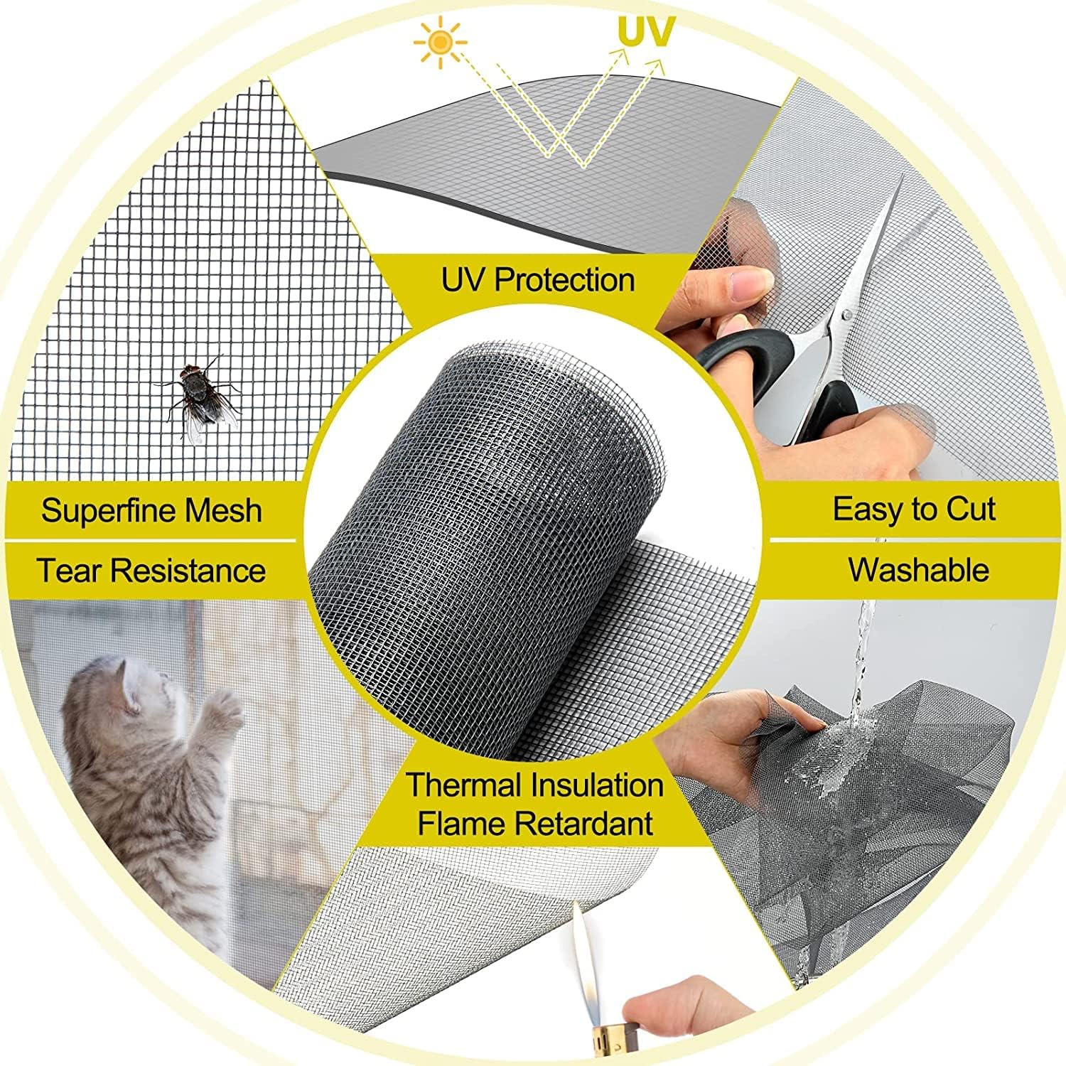 Detalle 2 de UtauHom Adjustable DIY Magnetic Fly Screen for Windows (White Frame, Grey Mesh) up to 120 x 110cm