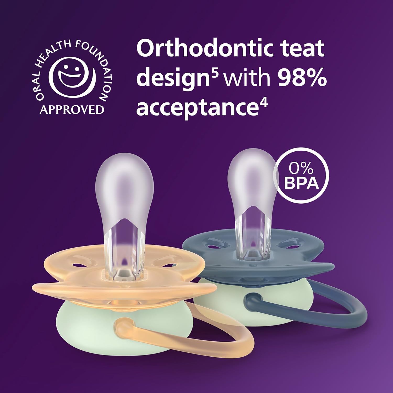 Detalle de Philips Avent Ultra Soft Day & Night Soothers (6-18 months) – BPA-Free, Glow in The Dark, Orthodontic Silicone, 4 Pack (SCF094/10)