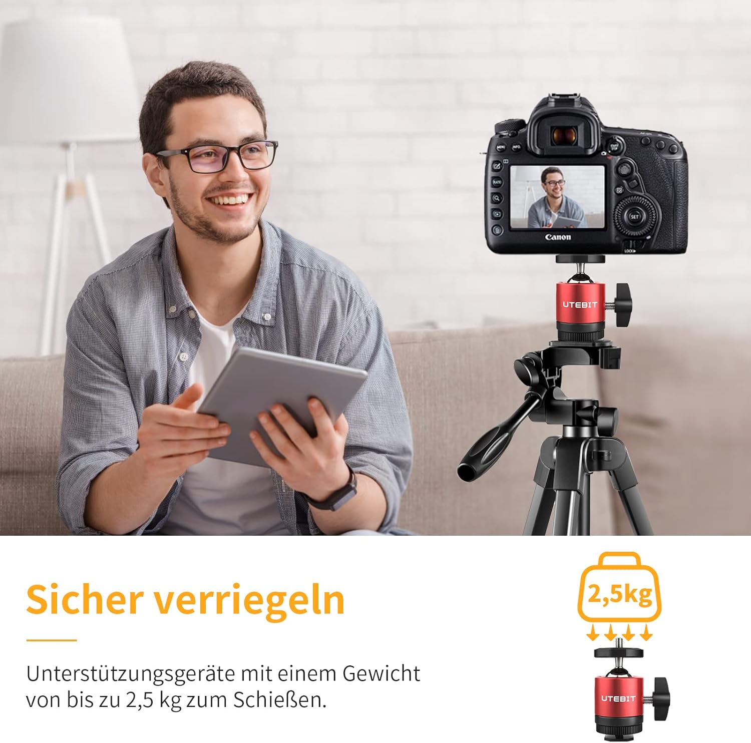 Thumbnail 2 de UTEBIT Mini Ball Head Tripod Ballhead Mount with Removable 1/4" Hot Shoe Adapters (2 Pack)
