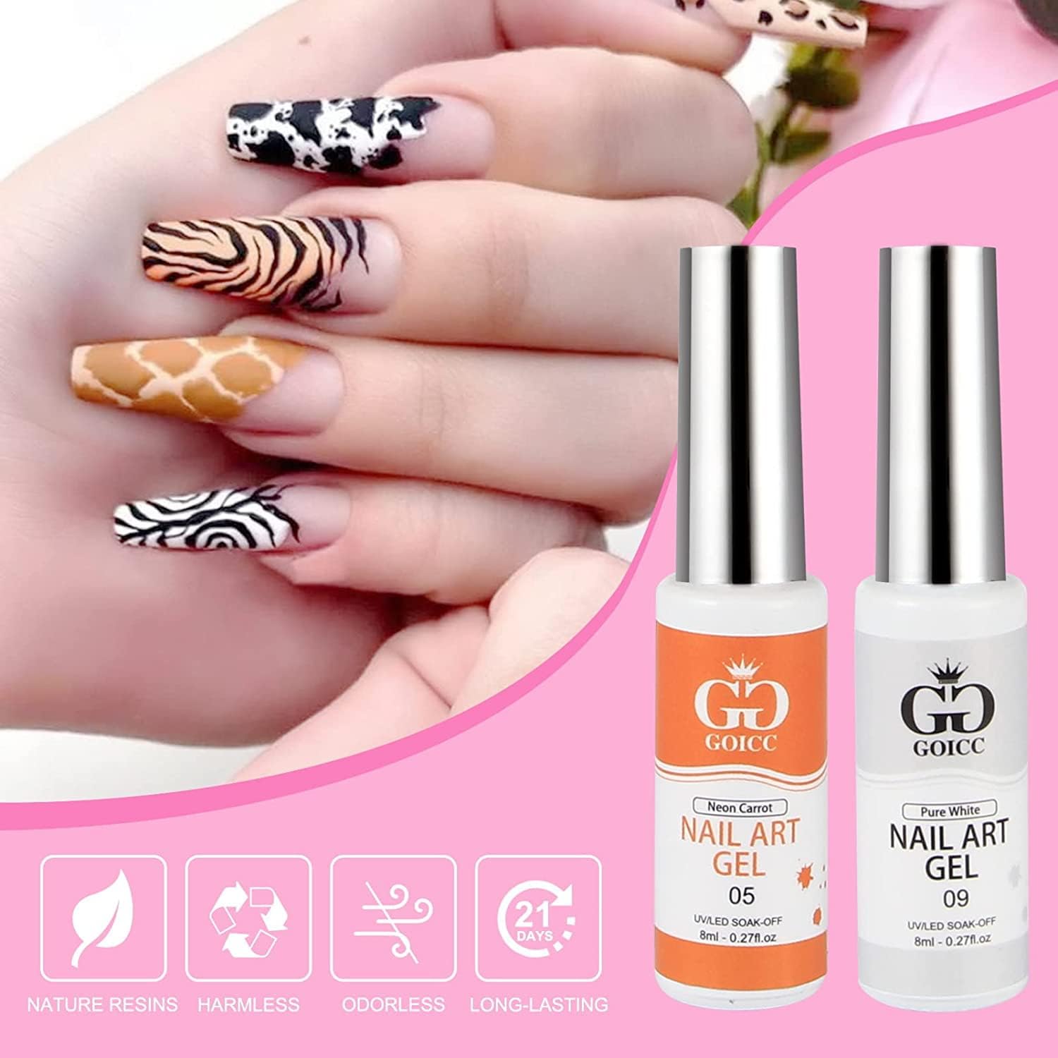 Detalle de GOICC Ensemble de Vernis à Ongles Gel Art – Kit 12 couleurs avec pinceau fin