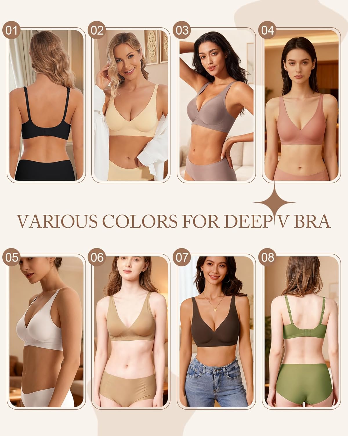 Detalle 2 de BOUFOR Deep V Bra Low Cut Sexy Push Up Bralette
