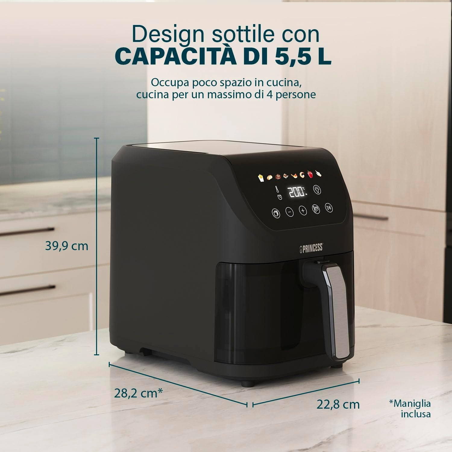 Detalle 2 de Princess Slim Airfryer 5,5 L 1500 W