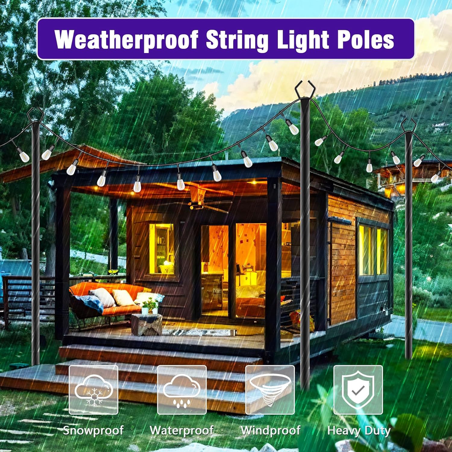 Detalle de 3M string light pole set, 10 ft max