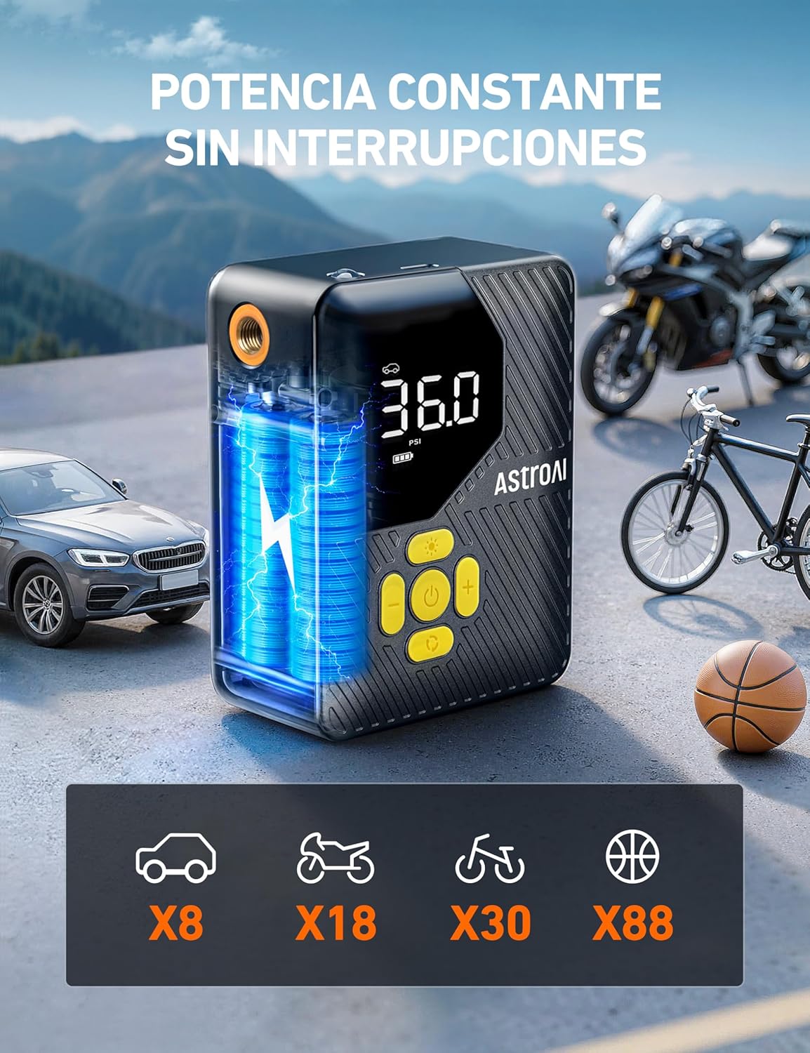 Thumbnail 4 de AstroAI Mini Compresor Aire Portátil inflador para ruedas