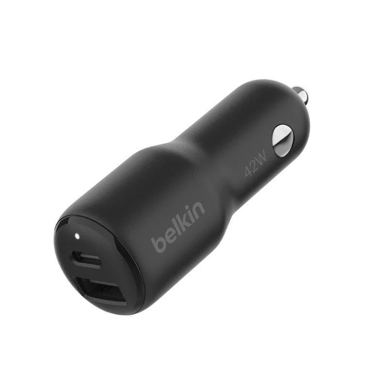 Detalle de Belkin CCB005btBK: Cargador de coche 42 W con USB-C PD 3.0 y USB-A 12 W