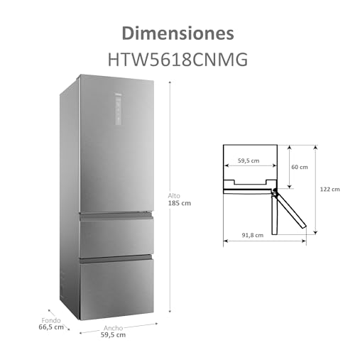 Thumbnail 2 de Haier 3D 60 Series 5 HTW5618CNMG: Frigorífico Combi con Total No Frost, My Zone y Conectividad WiFi