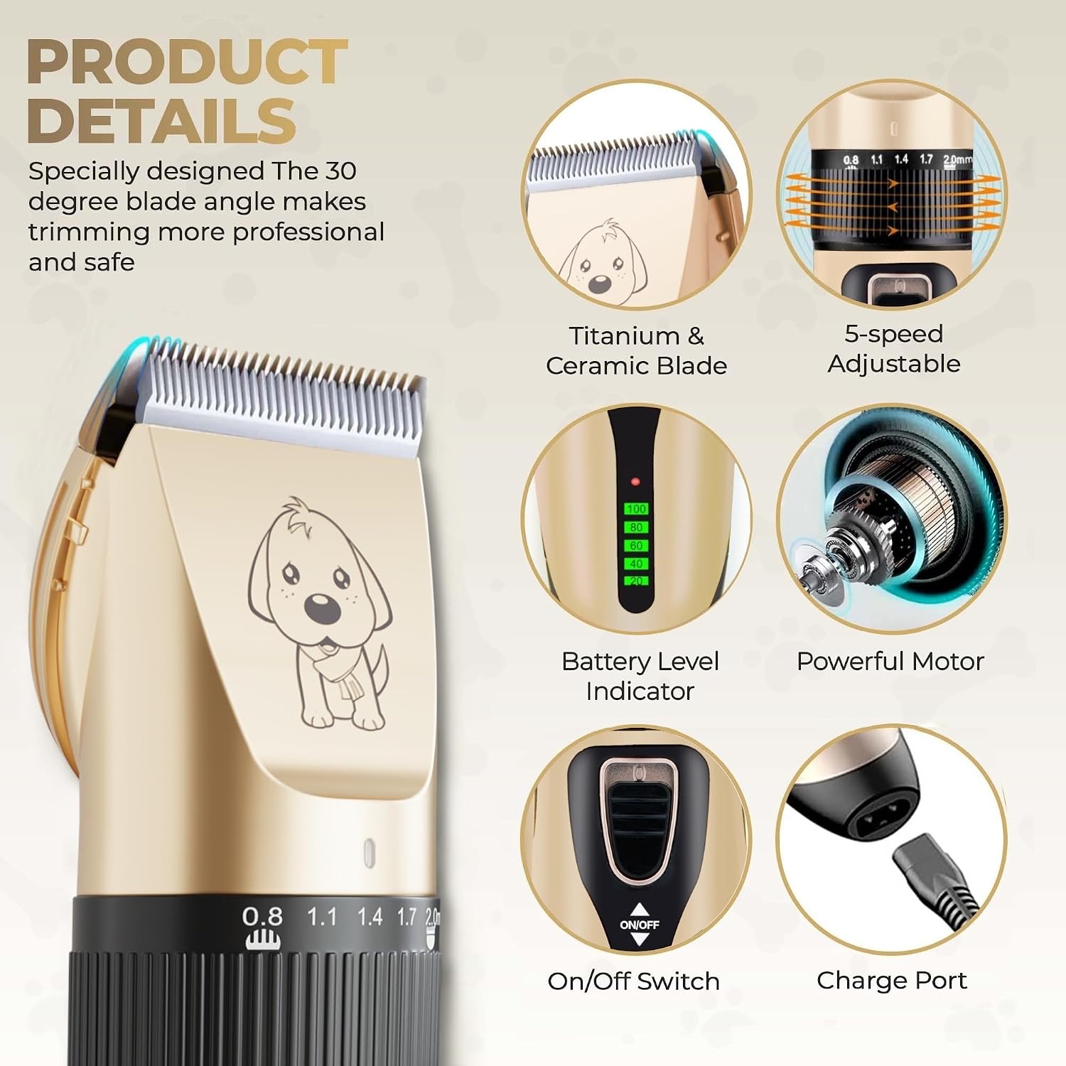 Thumbnail 5 de GLOBAL TECH Dog Clippers – Cordless, Low Noise Grooming Kit for Thick Coats