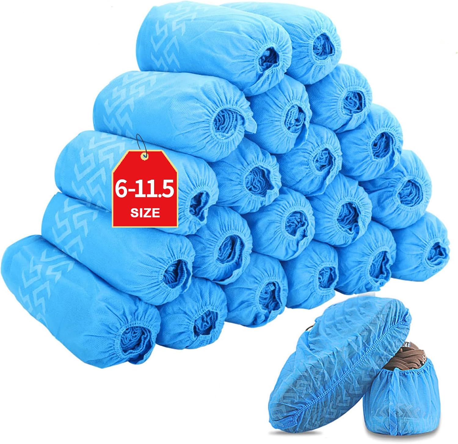 Detalle de Tomus-UNI Disposable Shoe Covers, 200 Pack, Double-Rib Grip, Elastic Fit