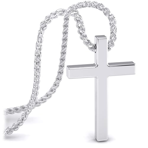 Detalle de SERASAR cruz collar para hombre en acero inoxidable 60 cm — diseño sobrio y duradero