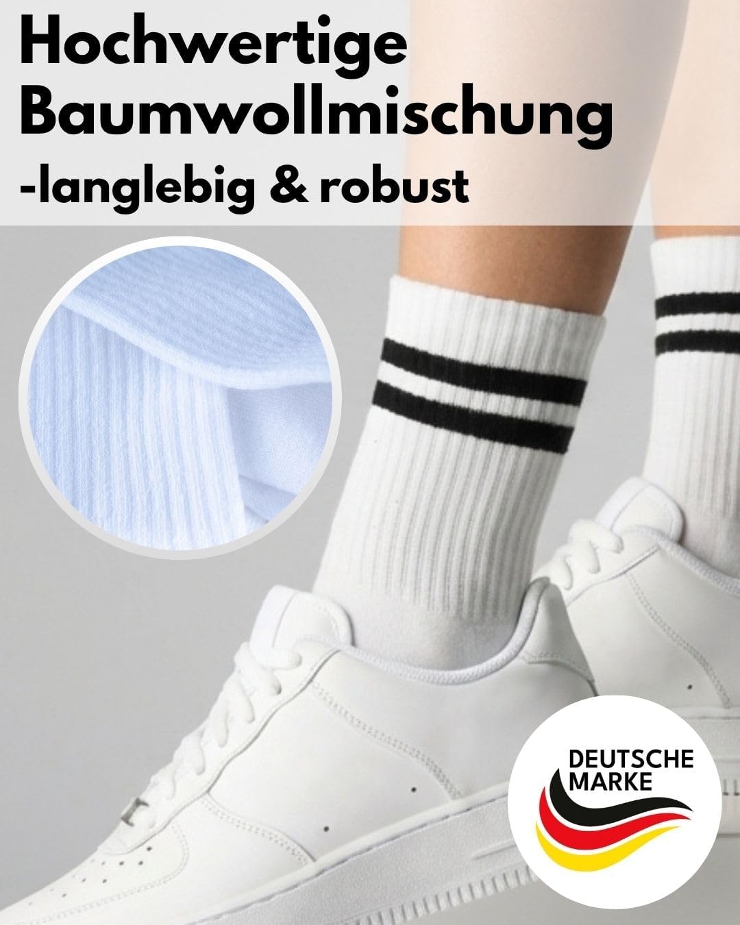Detalle de sockenkauf24 Damen Tennissocken (6 Paar) – verstärkte Ferse, gepolsterte Sohle, atmungsaktive Baumwolle im Retro-Design