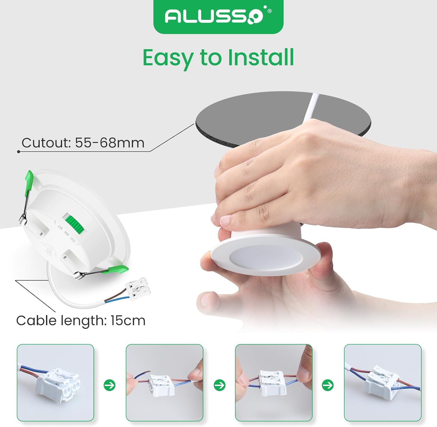 Detalle de ALUSSO LED Recessed Ceiling Lights 4W 310LM — 6 Pack