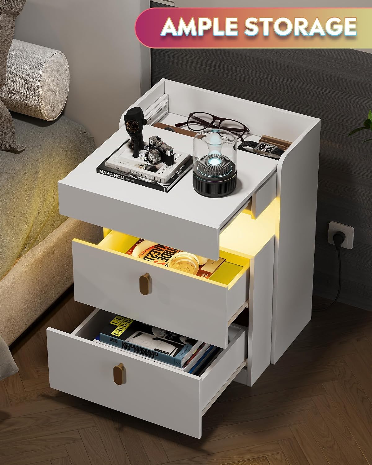 Detalle de WLIVE Nightstand Set of 2