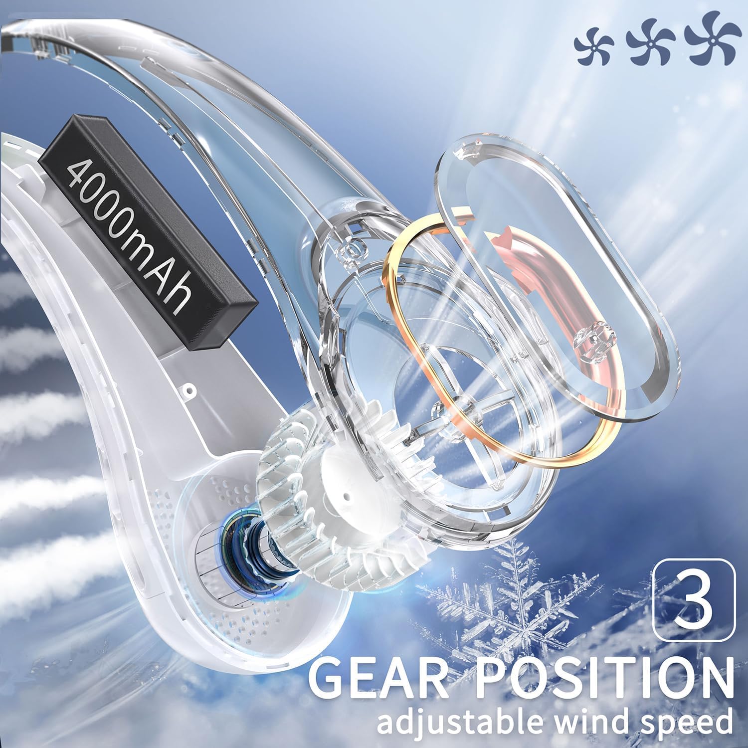 Thumbnail 3 de FrSara Neck Fan: Portable Personal Fan with 360° Cooling and 4000mAh Battery