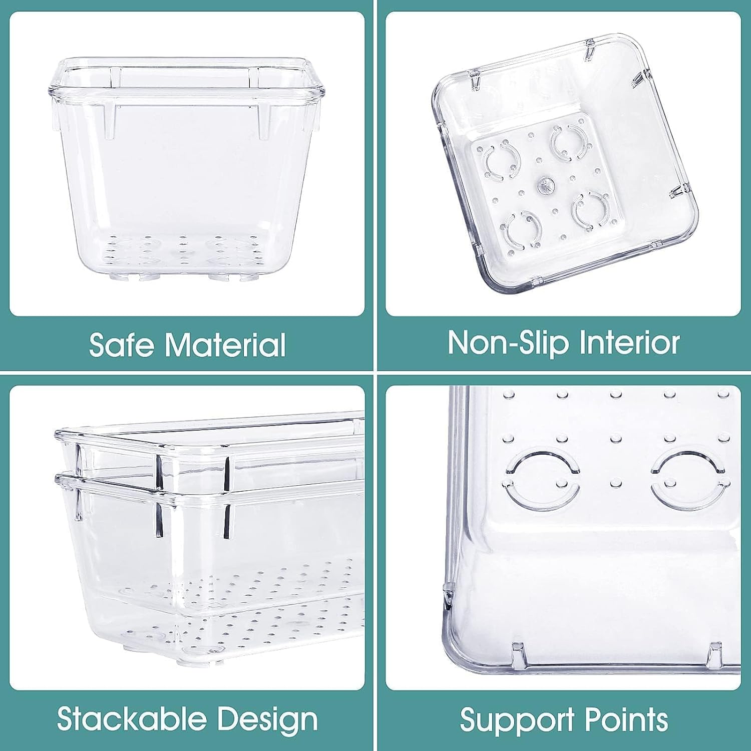 Detalle de WOWBOX WB-02-00041 Clear Drawer Organizer Set, 4 Sizes, Stackable Bins