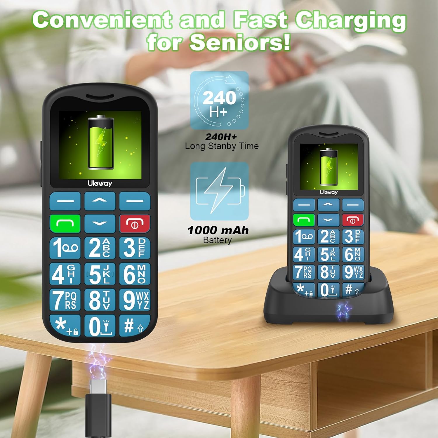Detalle 1 de USHINING 4G Senior Mobile Phone with SOS Button