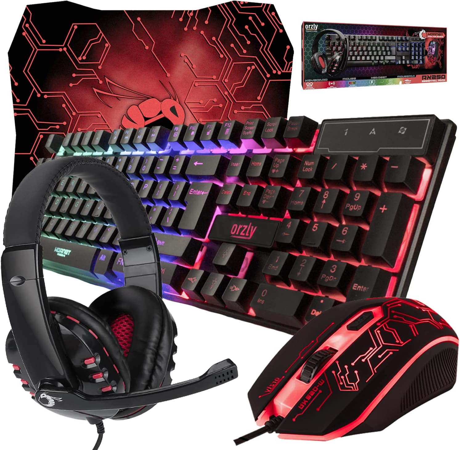 Detalle de Hornet RX-250 4 in 1 Gaming Keyboard, Mouse, Pad & Headset