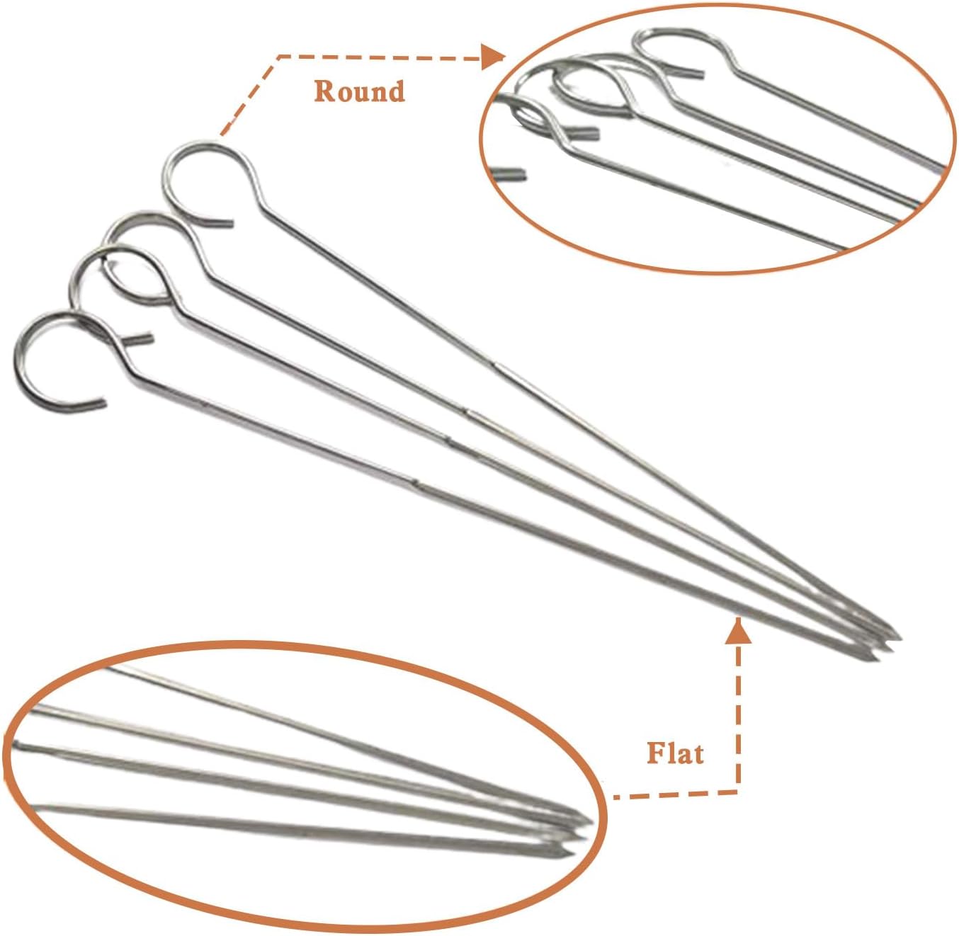 Detalle de Ecloud Shop Marshmallow Roasting BBQ Sticks Set – Teleskop Edelstahlspieße, 32 Zoll, inkl. 2 Gratis 304 Edelstahl-Grillsticks