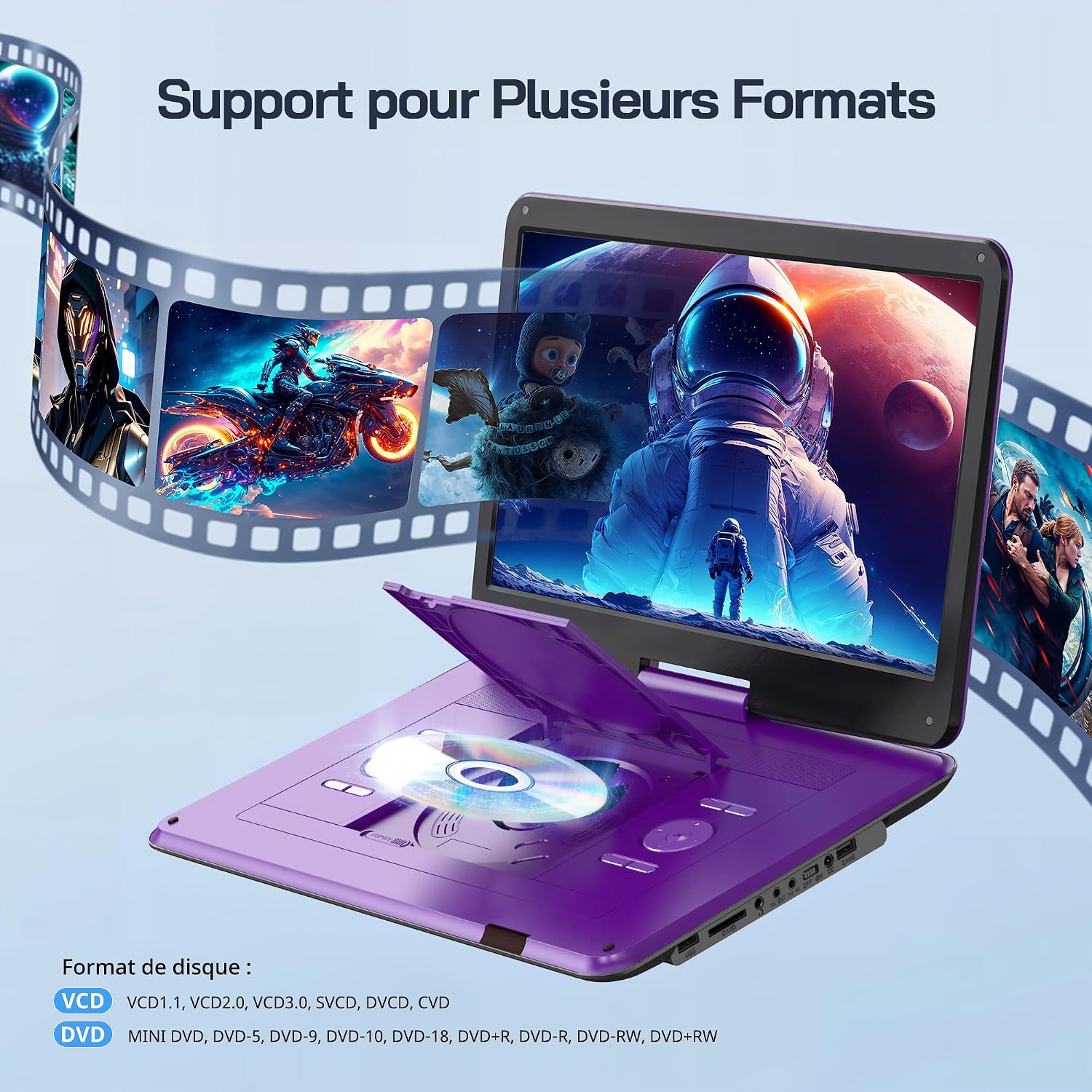 Thumbnail 2 de WOLFANG Lecteur DVD Portable 17,5 pouces