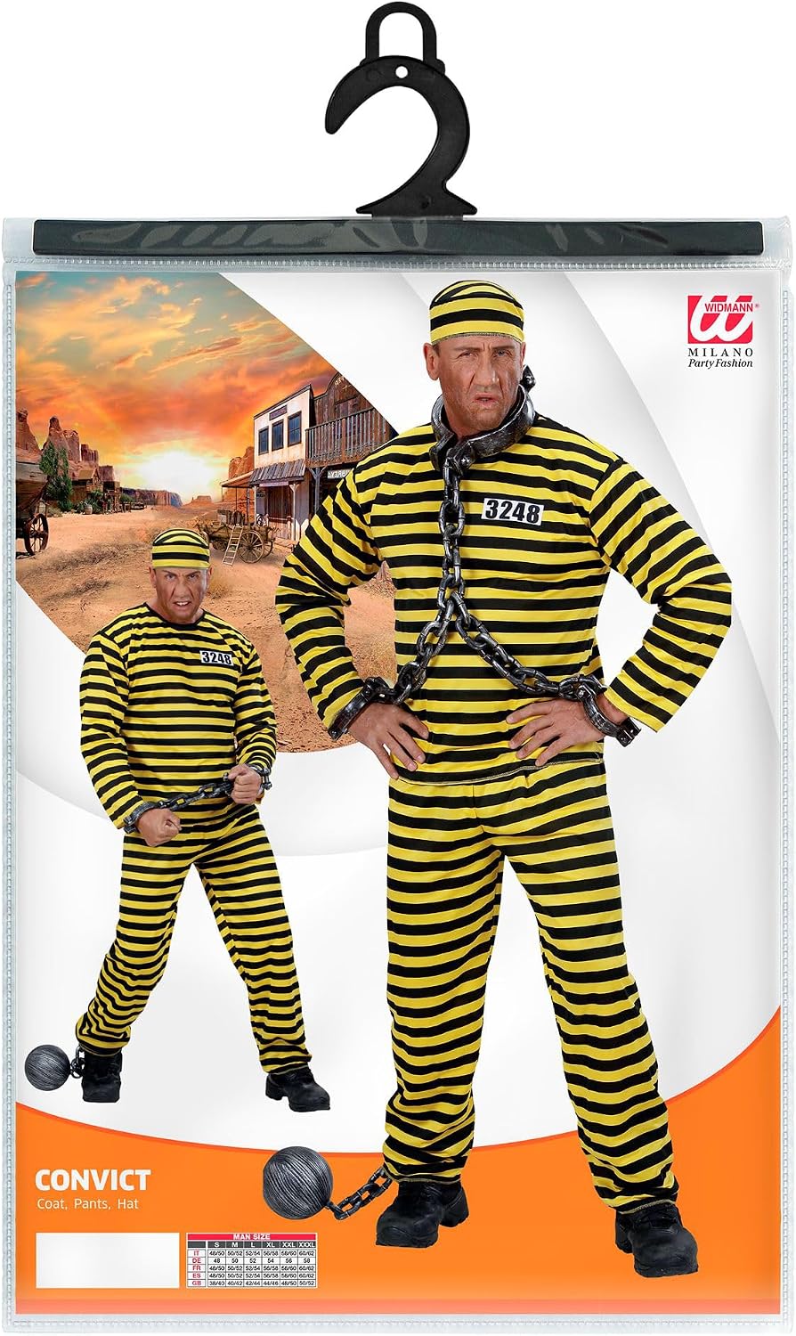 Detalle de W WIDMANN MILANO Party Fashion – Costume prisonnier jaune et noir (taille XL)