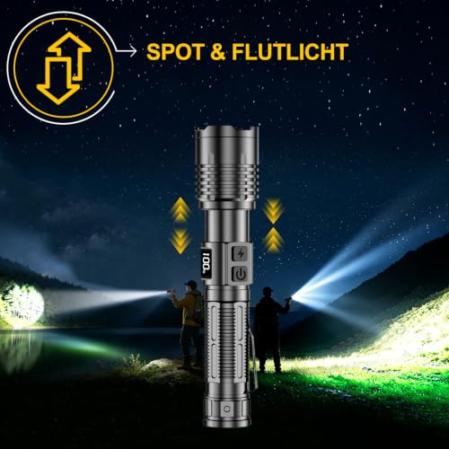 Thumbnail 1 de BEYSTE Taschenlampe LED Aufladbar 1000000 Lumen Extrem Hell – kompakt, flexibel, robust