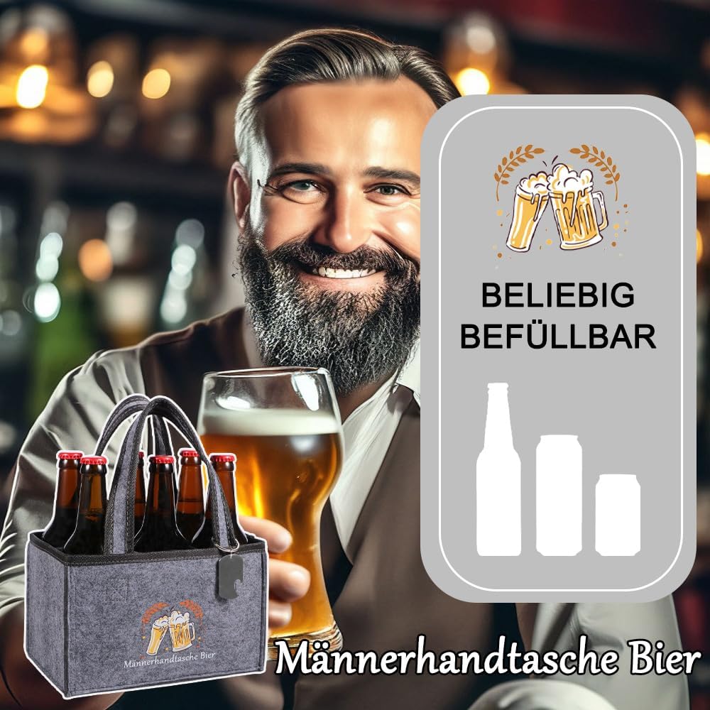 Detalle 2 de KHstylehoo Männerhandtasche Bier 6 Flaschen