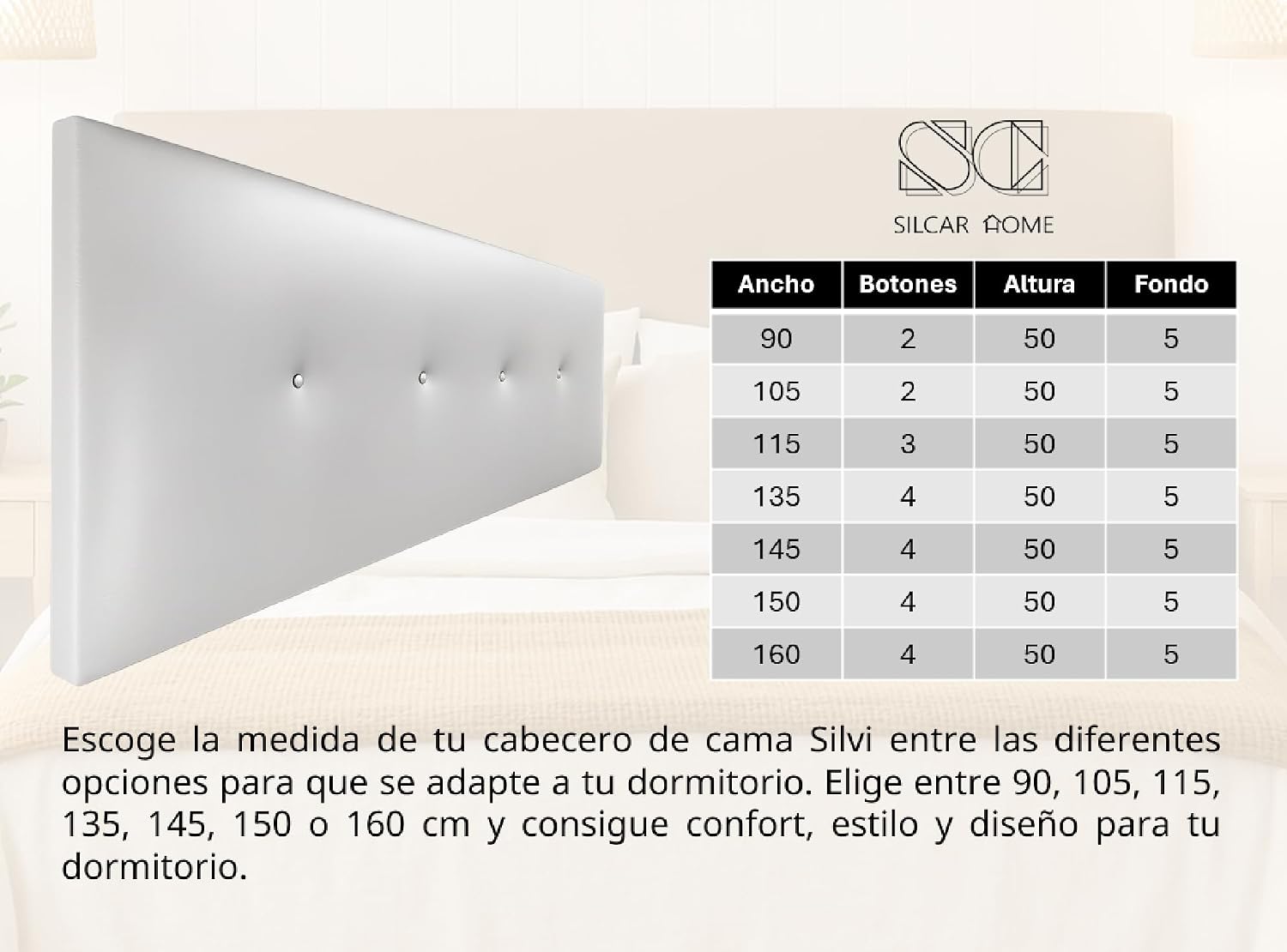 Detalle 2 de Silcar Home Silvi Cabecero 90 cm polipiel blanco