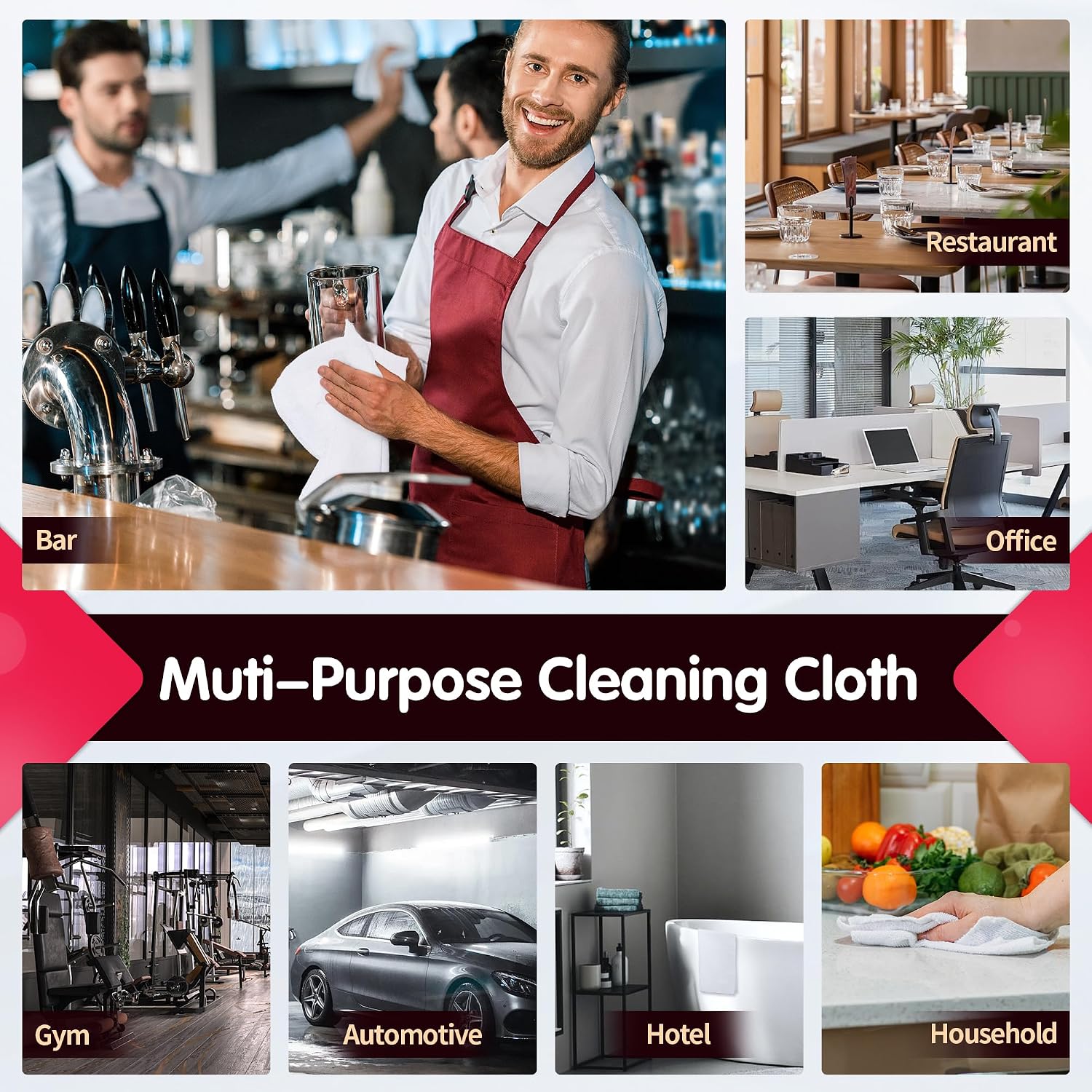 Thumbnail 6 de FIXSMITH FM-JLC21-08PK-W Microfiber Cleaning Cloths, 8-Pack, 16 x 12 in