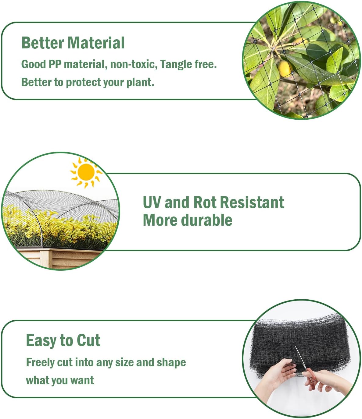 Thumbnail 2 de Garden Netting 4 x 10M Bird Netting with 50 Cable Ties — Heavy Duty, Reusable Garden Mesh